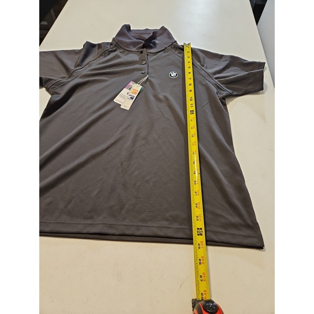 BMW Polo Shirt Womens Lg Gray Short Sleeve Tee Performance Golf NWT (A1007) - Picture 7 of 8